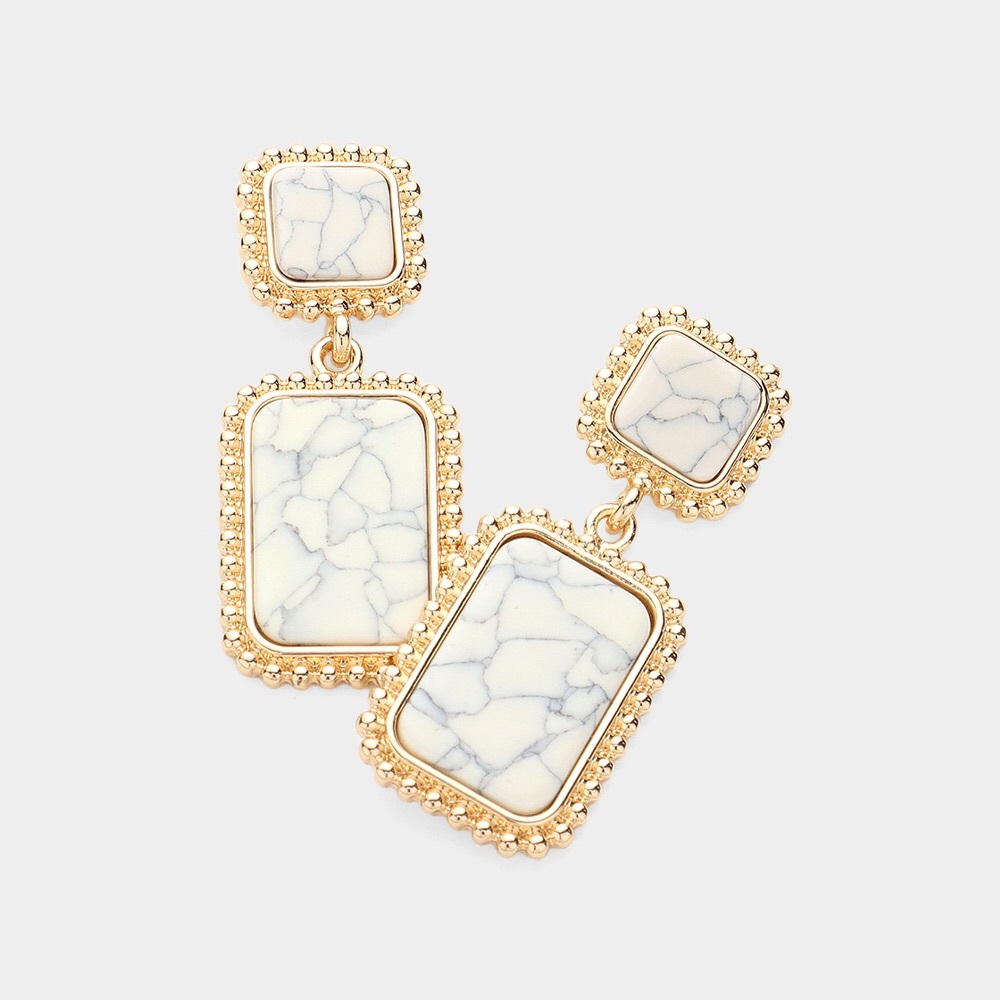 Natural Stone Dangle Statement Earrings